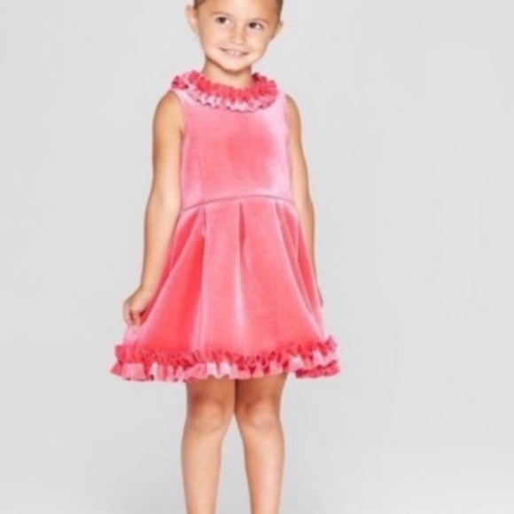 Hot pink velvet baby holiday dress. Size 18 month. - Picture 4 of 4